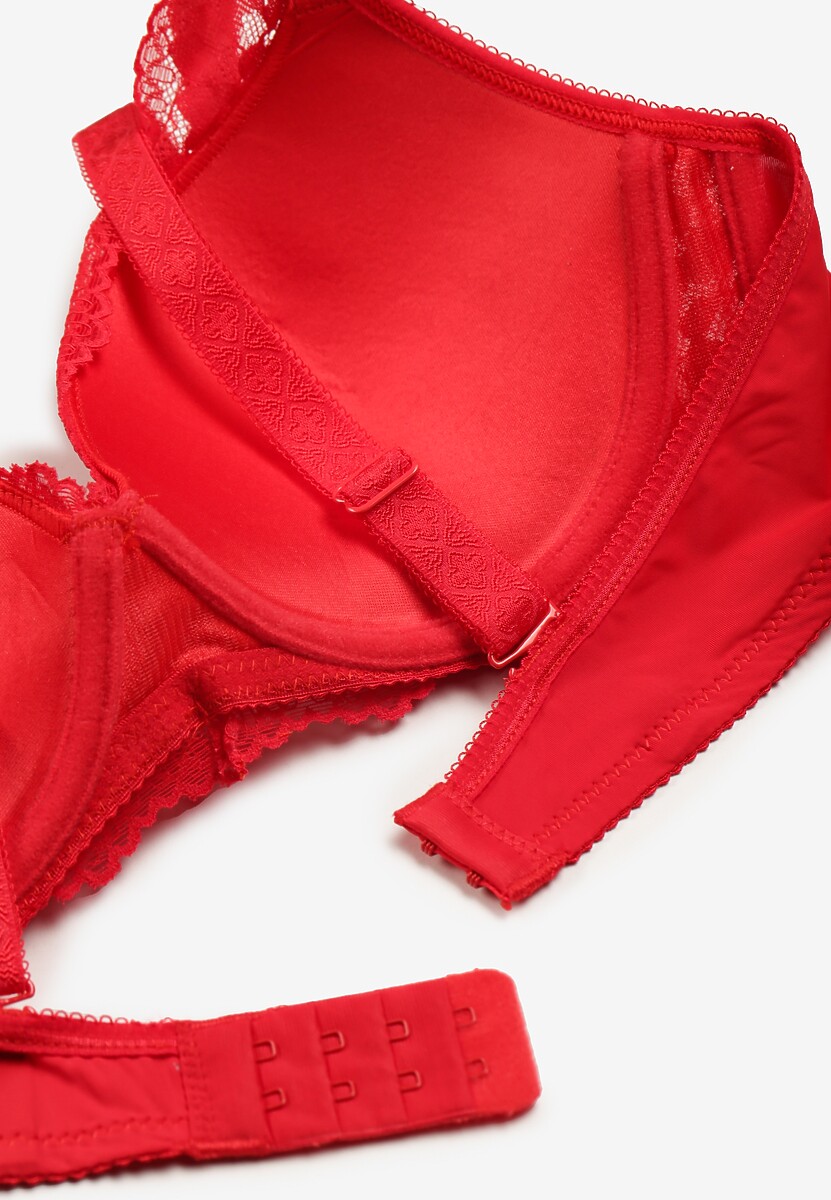 Czerwony Biustonosz z Koronką i Funkcją Push Up Wifia