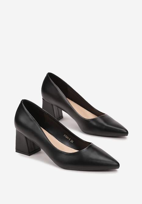 Czarne Czółenka na Słupku z Noskiem w Szpic Theka