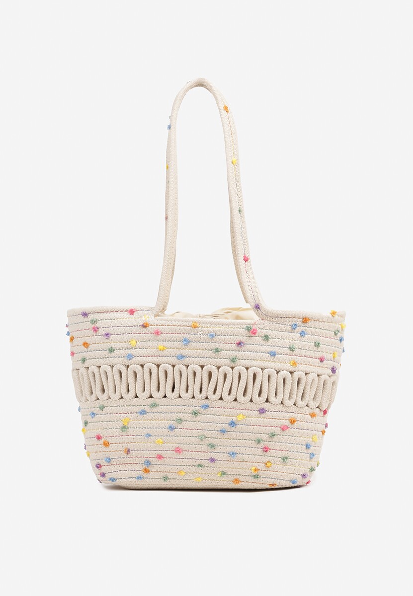 Ciemnobeżowa Torebka z Bawełny w Kropki Ulorella