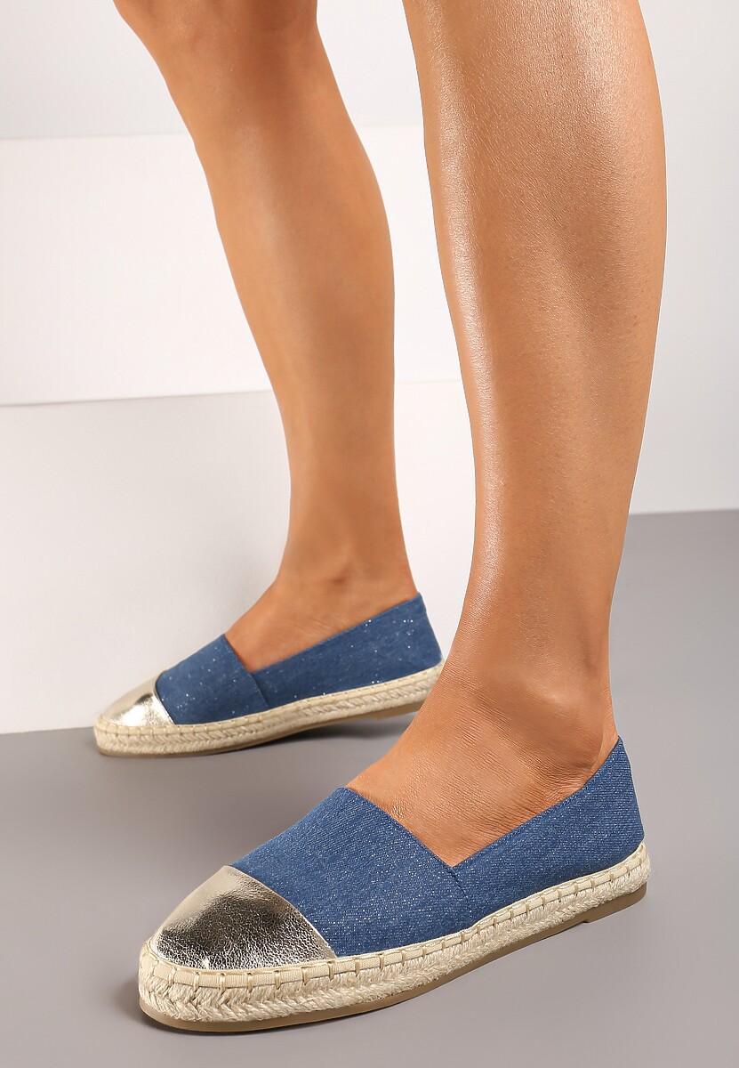 Niebieskie Espadryle z Ozdobnym Noskiem na Plecionej Podeszwie Effiel