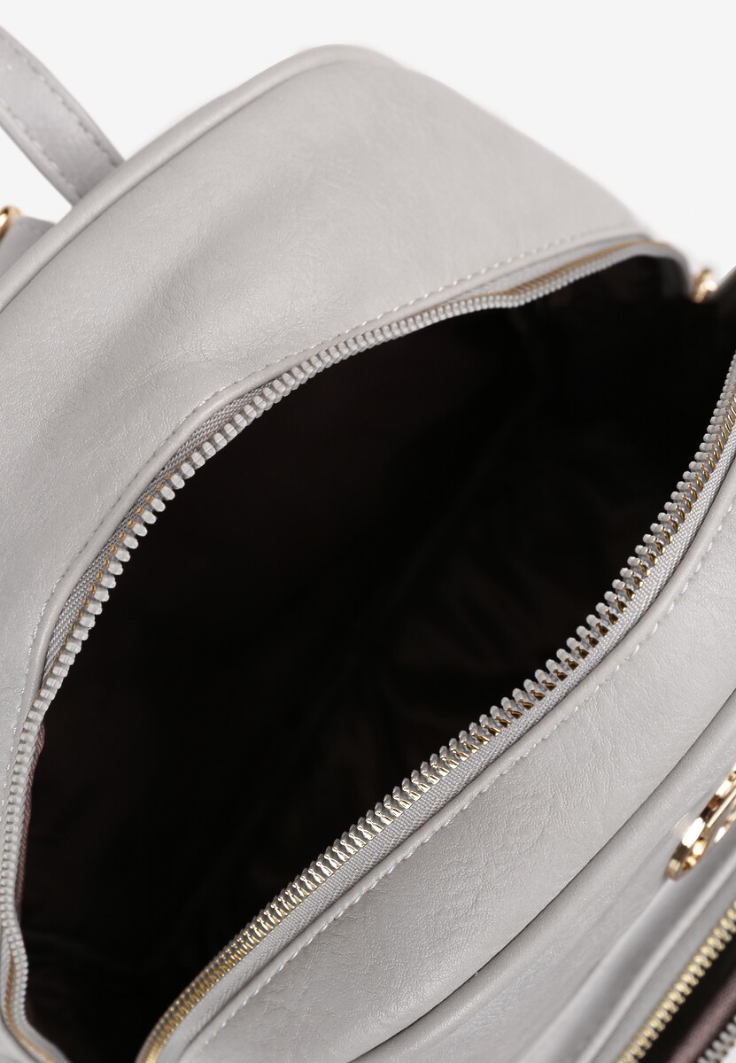 Szary Plecak z Ozdobną Aplikacją i Suwakiem Milaretta