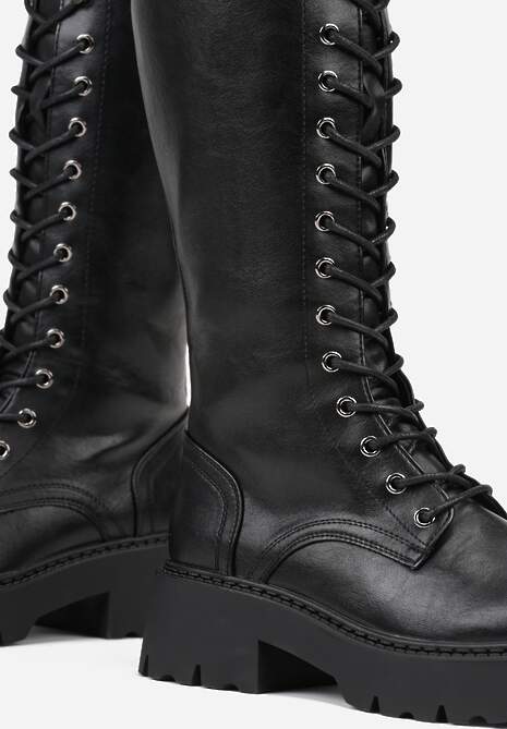 Czarne Kozaki VICES Typu Workery w Grungowym Stylu Unalira