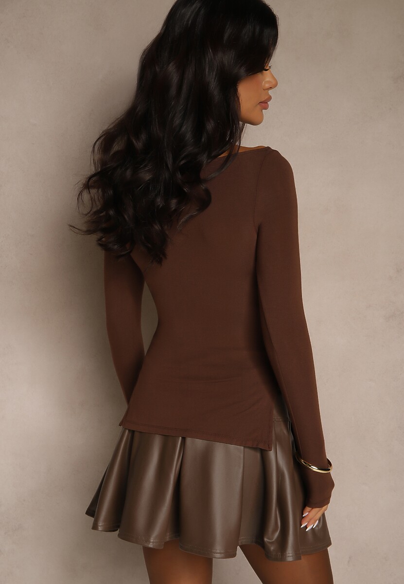 Brązowa Marszczona Bluzka z Wiskozą Fizzasa