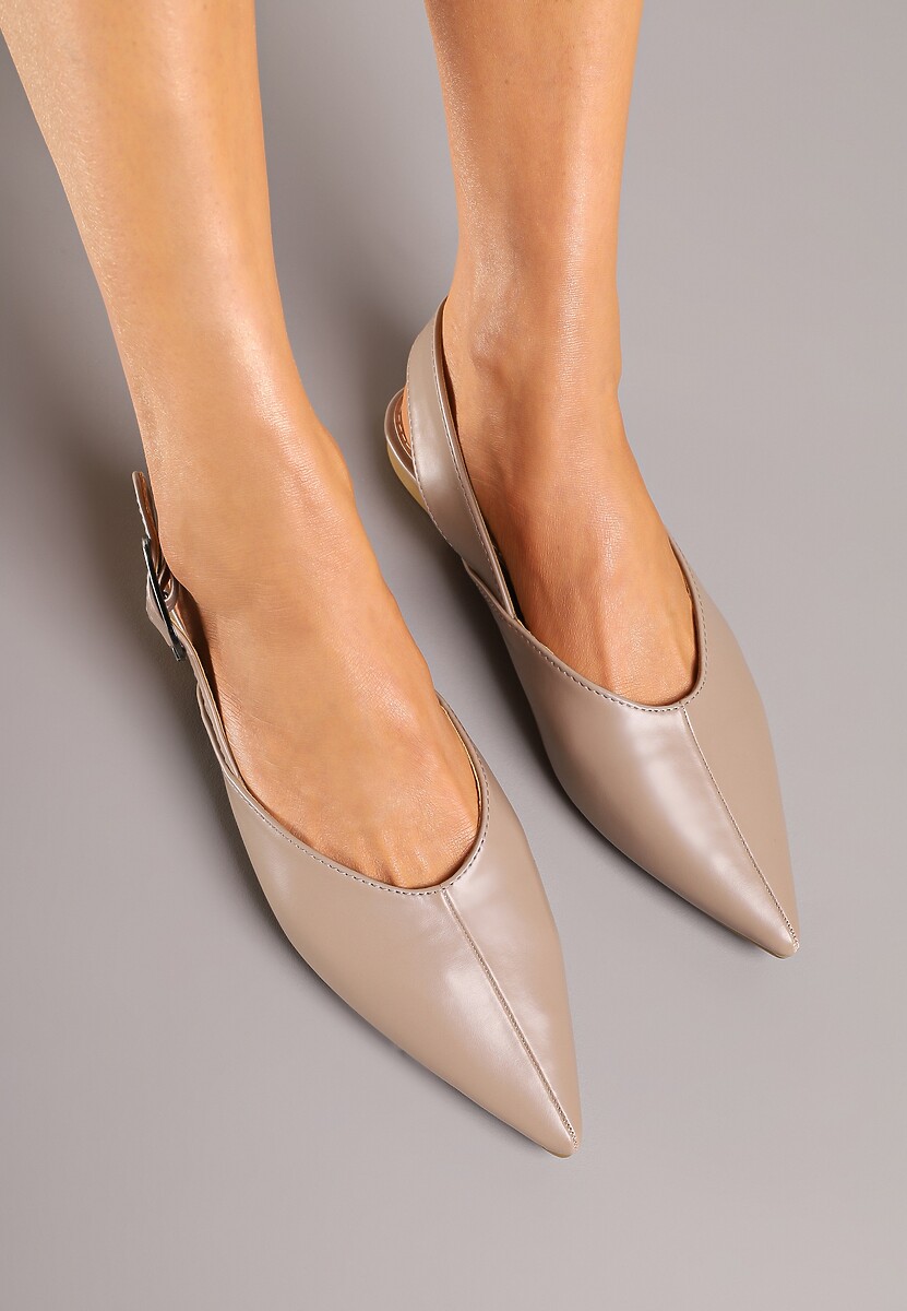 Ciemnobeżowe Sandały Vices Slingback z Paskiem ze Sprzączką Nirarine
