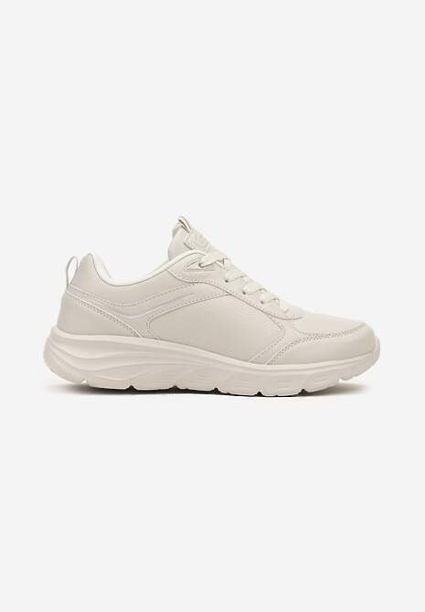 Beżowe Casualowe Buty Sportowe Sneakersy na Płaskiej Tłoczonej Podeszwie Velanitta