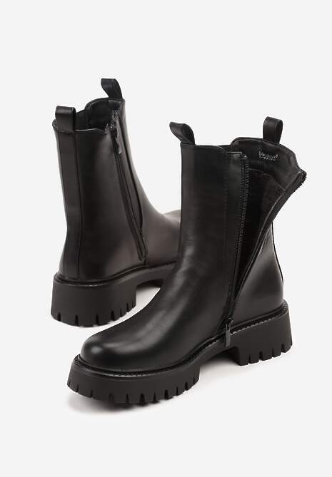 Czarne Wysokie Botki w Stylu Sztybletów Ridvira