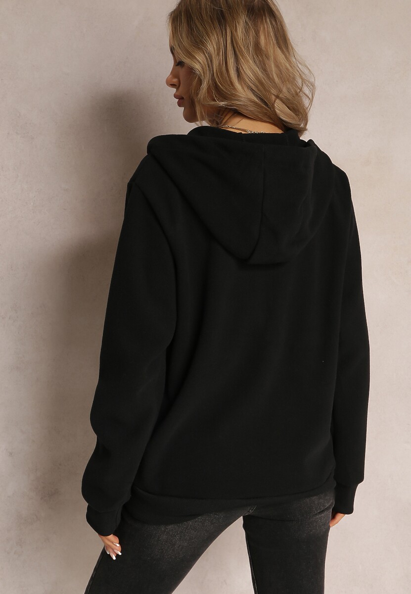 Czarna Sportowa Bluza Zapinana na Suwak z Haftowanym Napisem Kelso