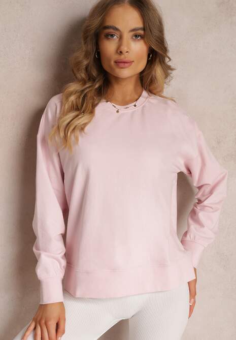 Różowa Bluza z Długim Rękawem i Okrągłym Dekoltem Miyoko