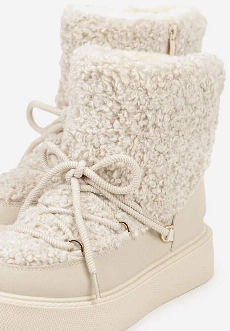 Beżowe Śniegowce z Futerkiem Typu Teddy Allere
