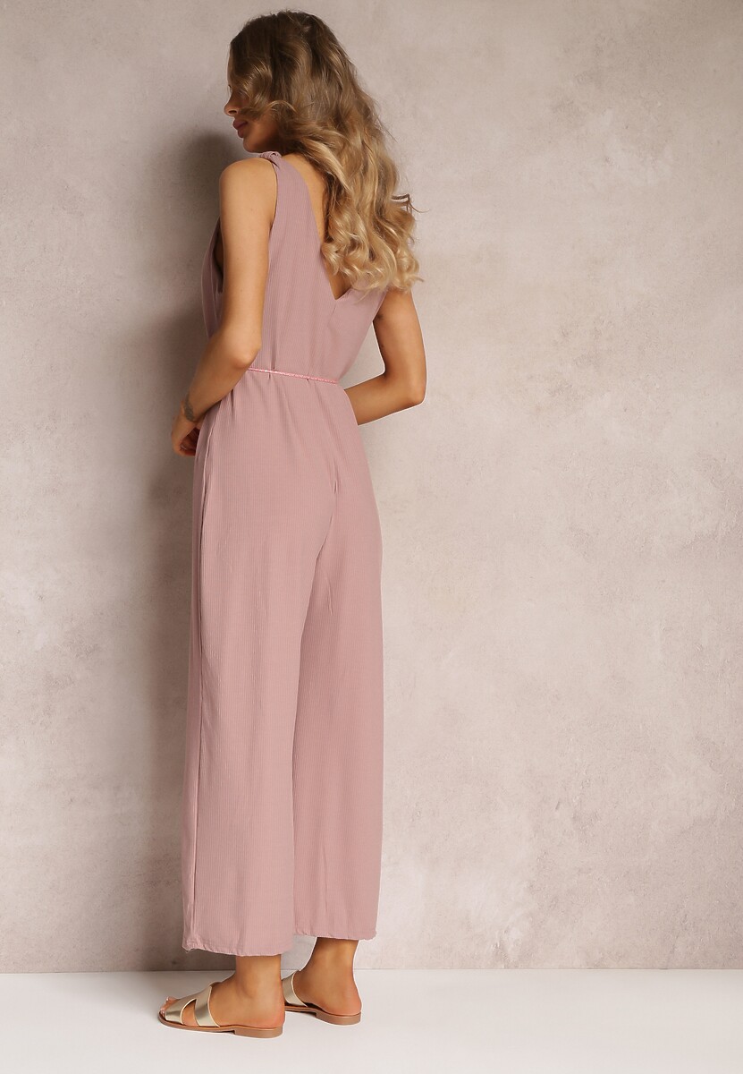 Ciemnoróżowy Prążkowany Kombinezon bez Rękawów Valaya