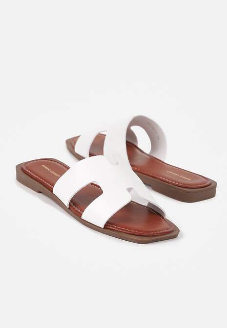 Białe Casualowe Klapki z Geometryczną Cholewką Sallasena