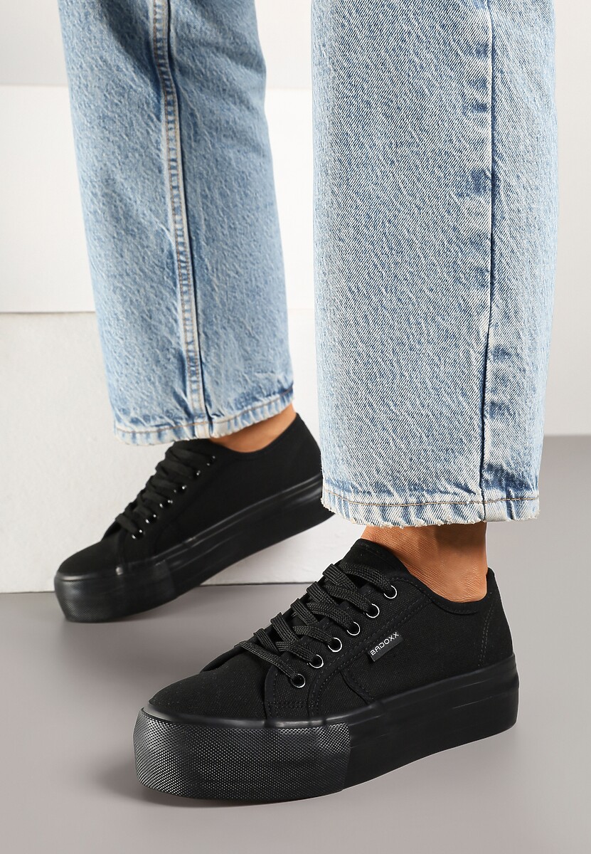 Czarne Basicowe Trampki na Platformie Mailiselle