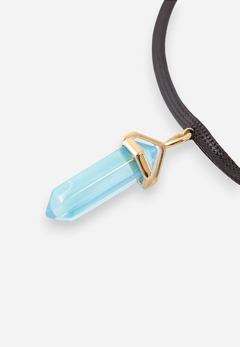 Jasnoniebieski Naszyjnik na Szerokim Sznurku z Kryształem Atherena