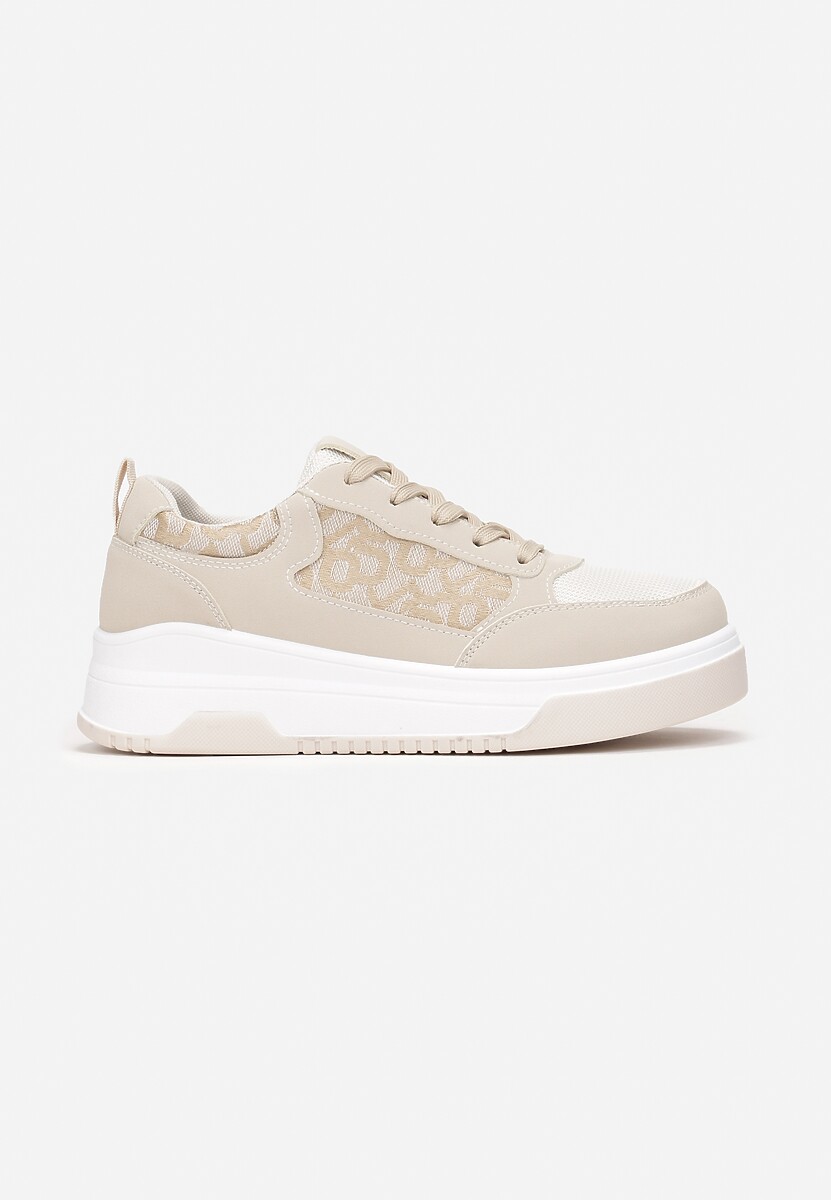 Beżowe Sneakersy Zdobione Wstawką Lerijane