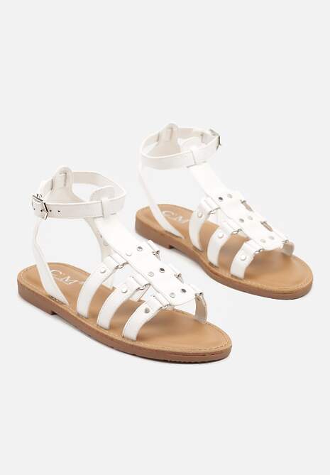 Białe Sandały Gladiatorki Zapinane na Klamerkę Desarisa