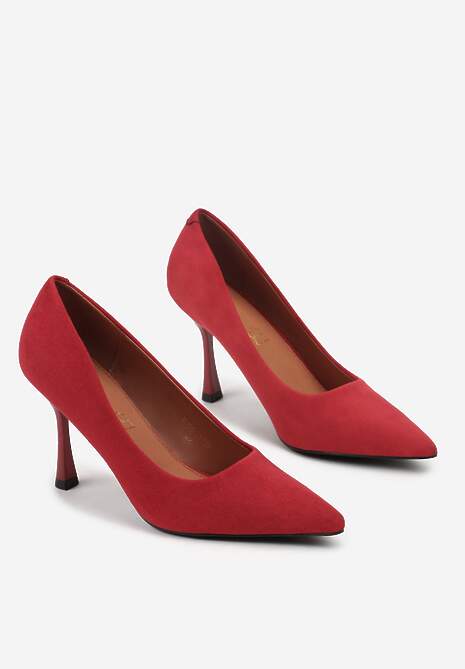 Czerwone Szpilki Vices z Wkładką ze Skóry Naturalnej Gioriane