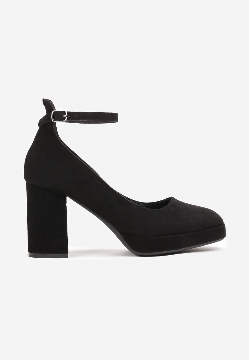 Czarne Czółenka na Słupku z Kwadratowym Noskiem Malenva