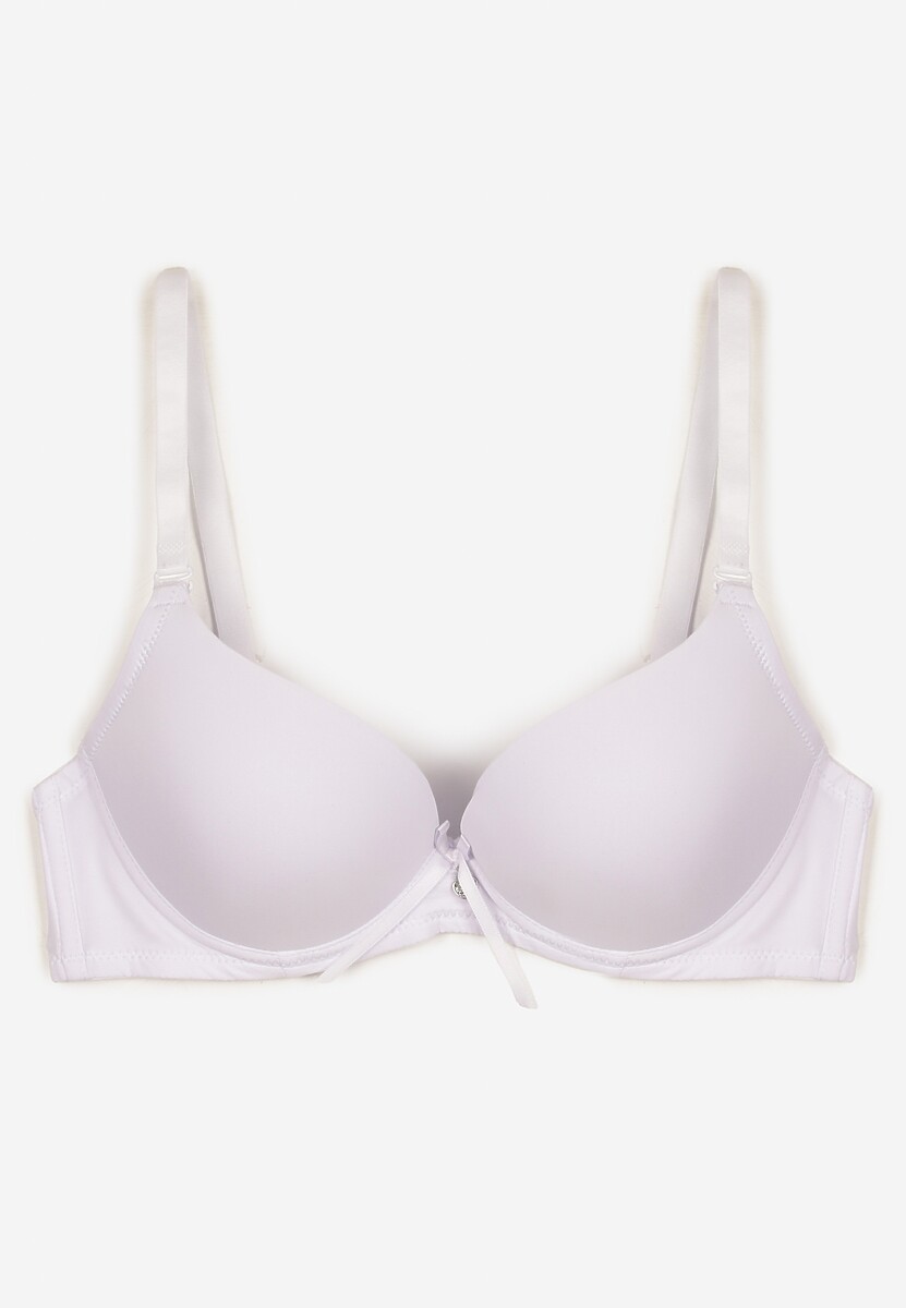 Biały Biustonosz z Efektem Push Up Zdobiony Kokardką Idalunea