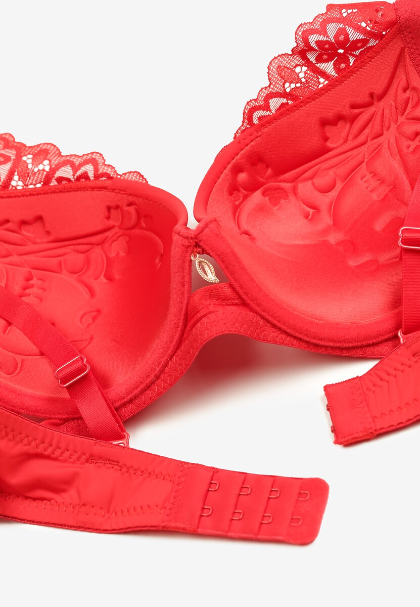 Czerwony Koronkowy Biustonosz z Regulowanymi Ramiączkami Carnena