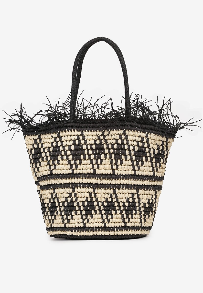 Beżowa Torebka z Plecionki Ozdobiona Frędzlami Zapinana na Zamek Błyskawiczny Timazella