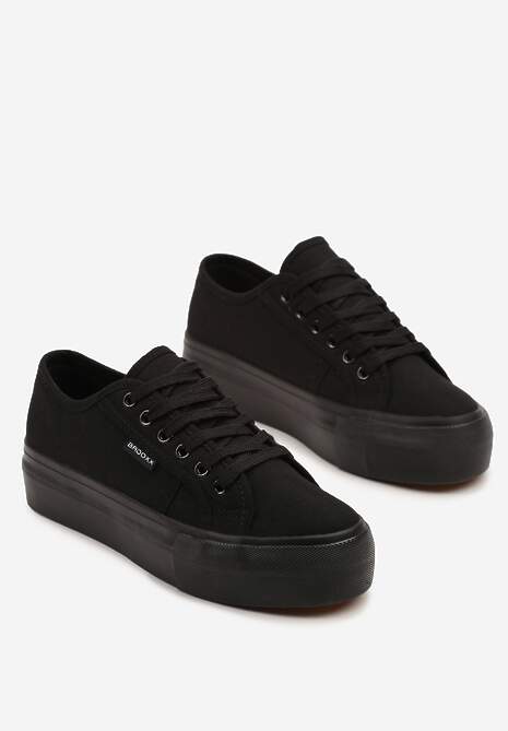 Czarne Basicowe Trampki na Platformie Mailiselle