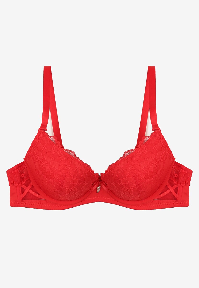 Czerwony Biustonosz z Koronką i Kokardką Amirio