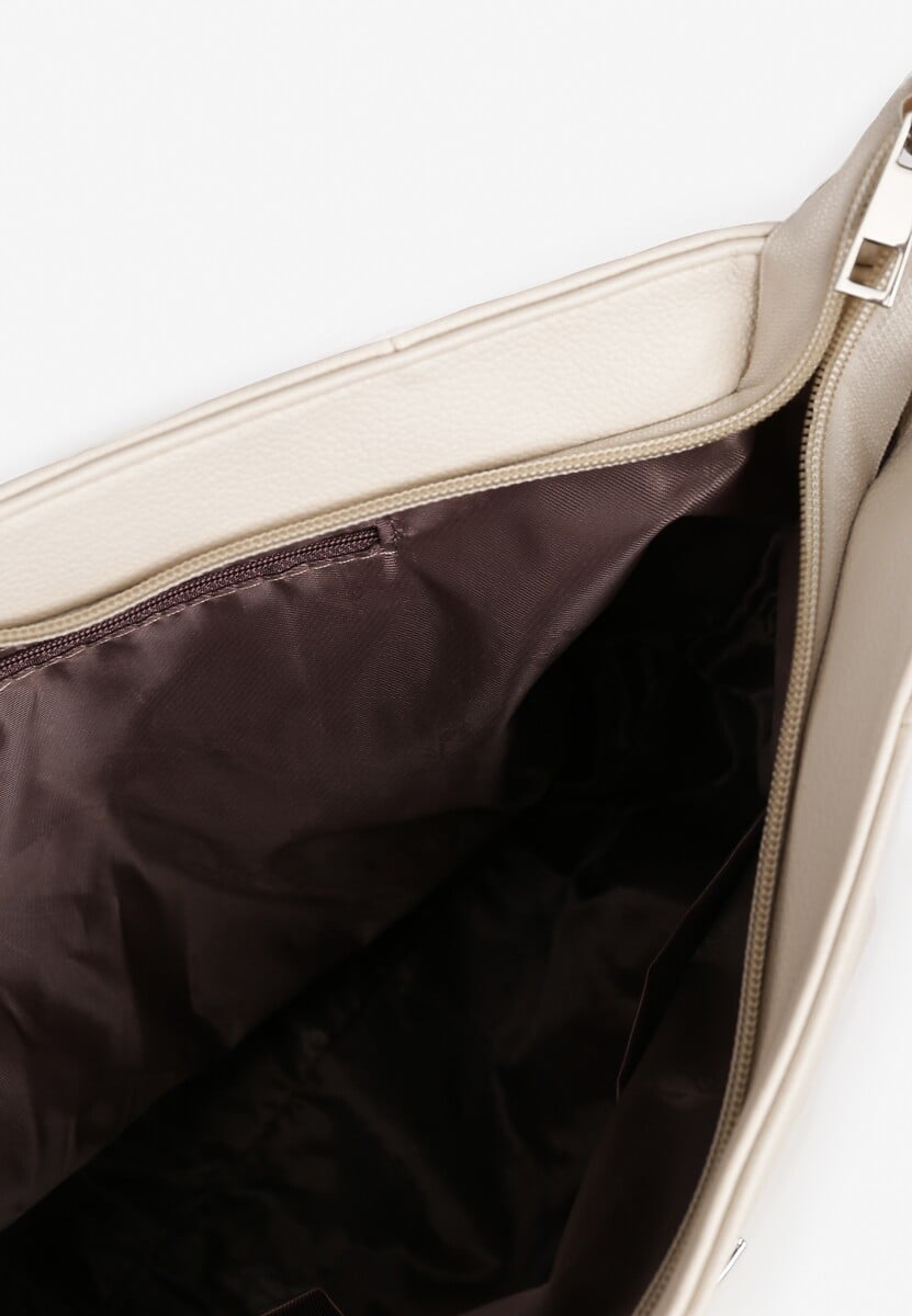 Beżowa Torebka na Ramię z Ozdobnym Tłoczeniem Nanelven