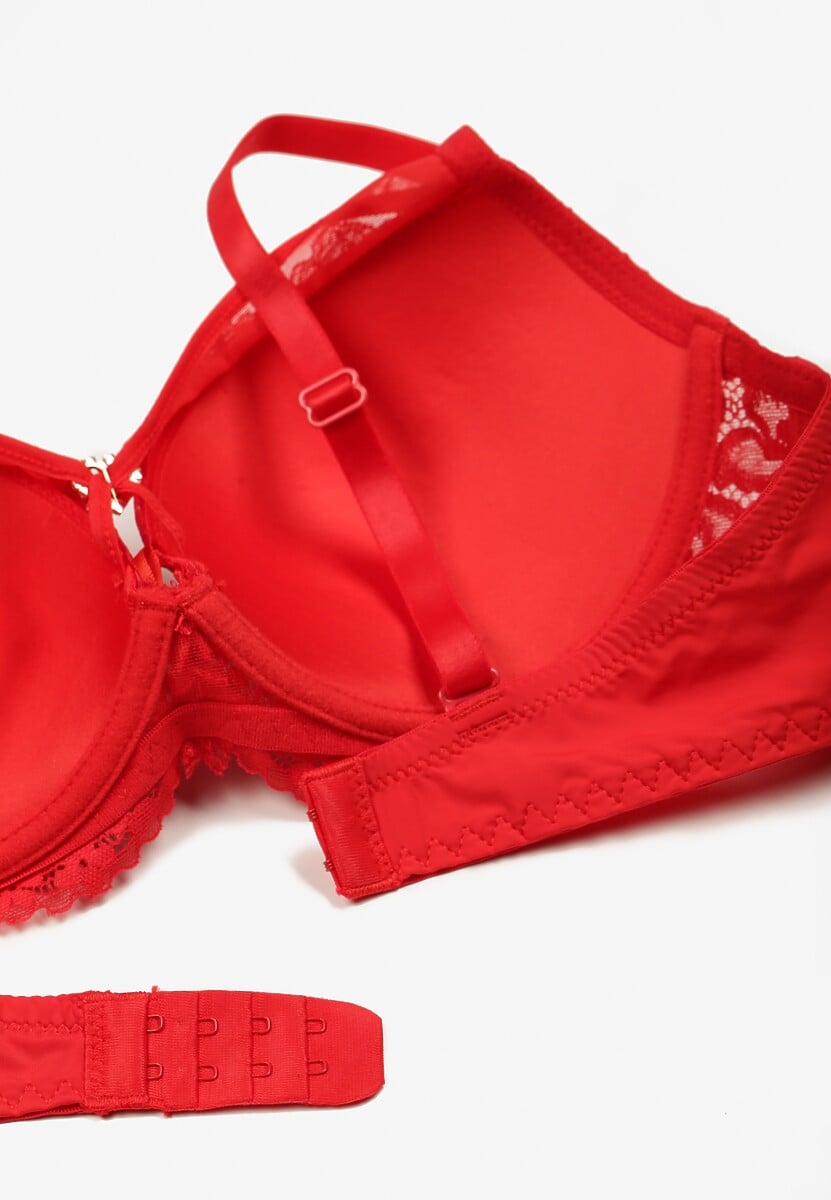 Czerwony Koronkowy Biustonosz z Przezroczystymi Wstawkami Temorina