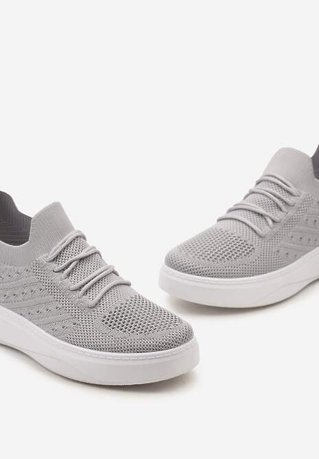 Szare Buty Sportowe z Cholewką w Skarpetkowym Stylu Timotta