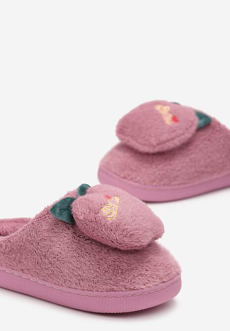 Fioletowe Kapcie Ozdobione Naszywką Jabłuszkiem Anzerames