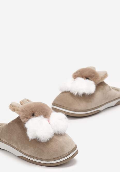 Ciemnobeżowe Kapcie Chloraleia