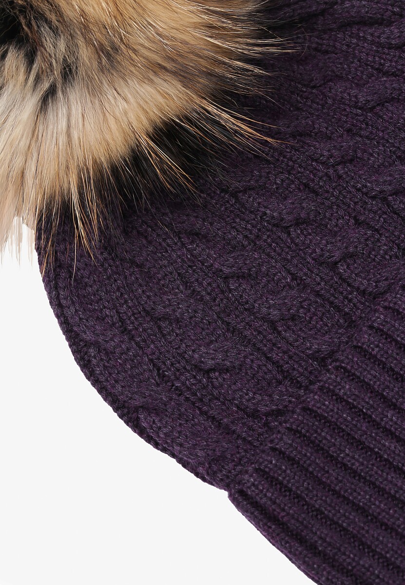 Ciemnofioletowa Czapka z Kaszmirem i Bawełną Don’t Leave Me