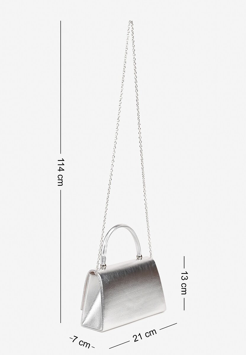 Srebrna Torebka Kuferek z Rączką i Odpinanym Łańcuszkiem Fesavia