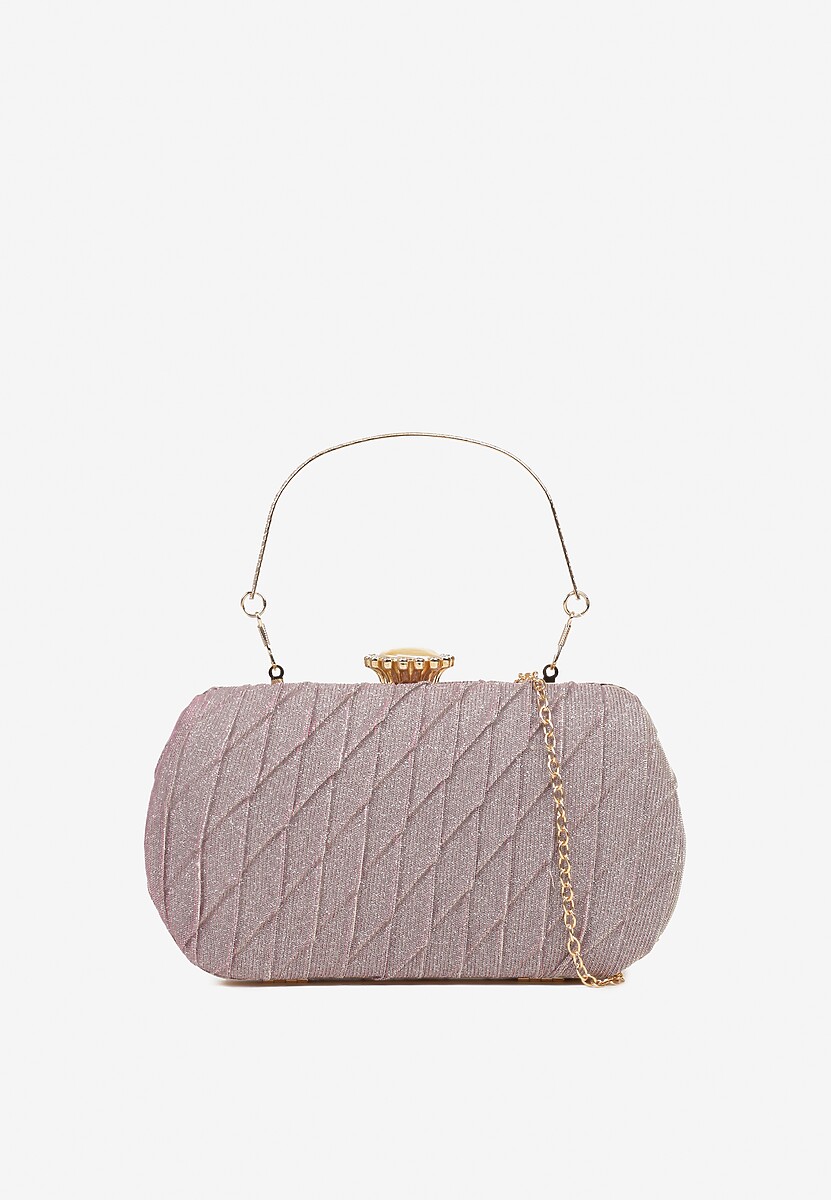 Różowa Tłoczona Torebka Kopertówka Ozdobiona Cyrkoniami Lunovea