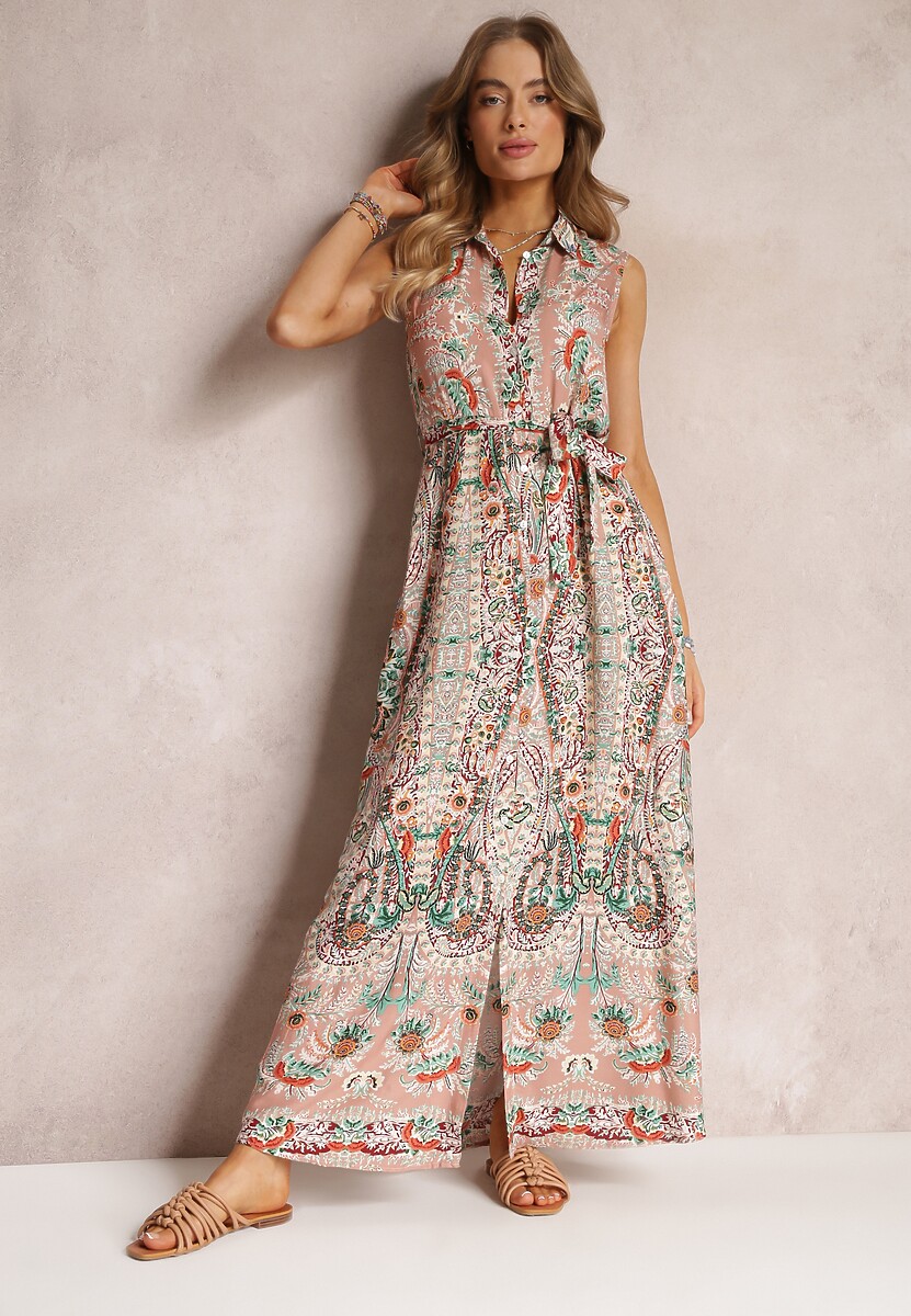 Różowo-Zielona Sukienka Koszulowa Doraemon