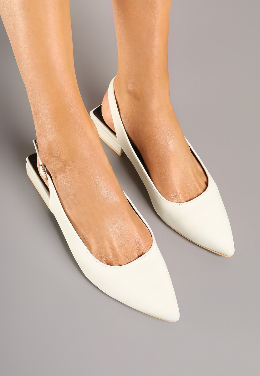 Beżowe Sandały Vices bez Pięty Zapinane przy Kostce Elajane