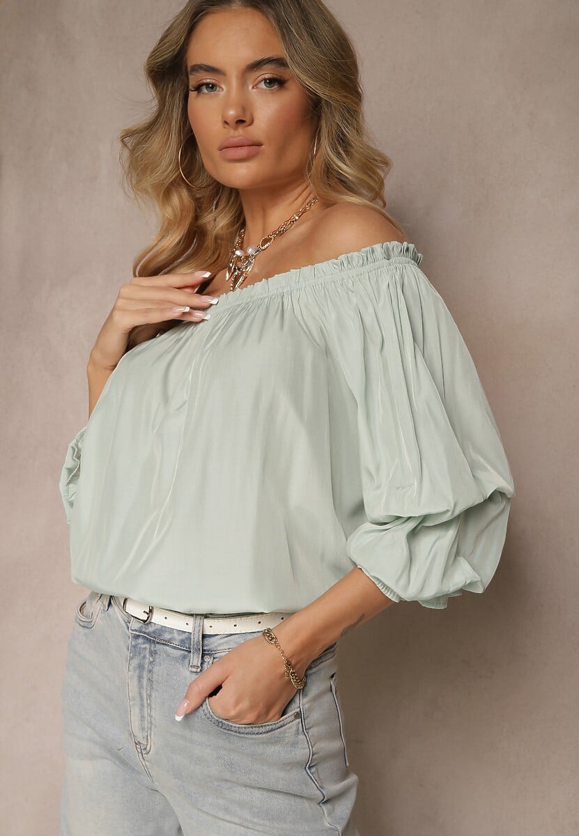 Jasnoróżowa Bluzka z Wiskozą Ozdobiona Falbanami Melzivia