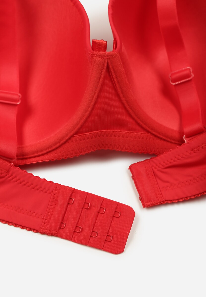 Czerwony Biustonosz o Gładkim Wykończeniu z Kokardką Phiphise