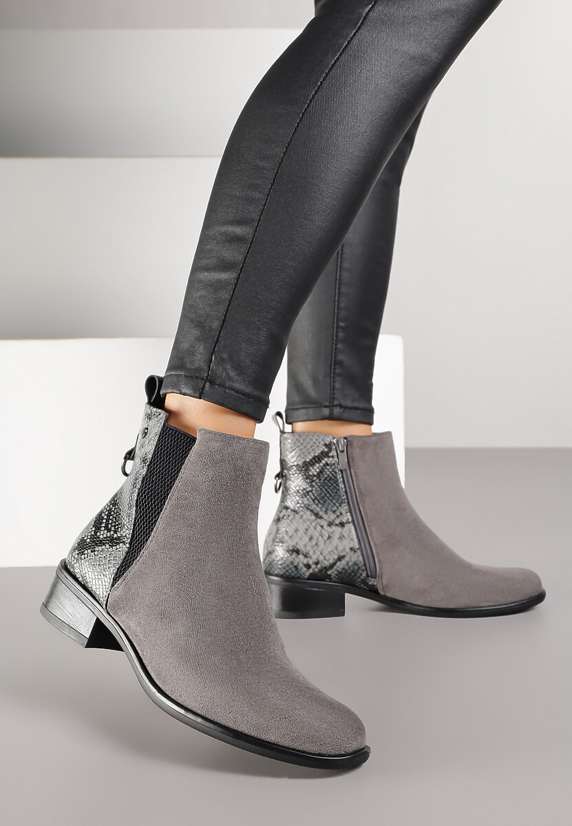 Czerwone Botki w Stylu Sztybletów z Metaliczną Aplikacją Verinette