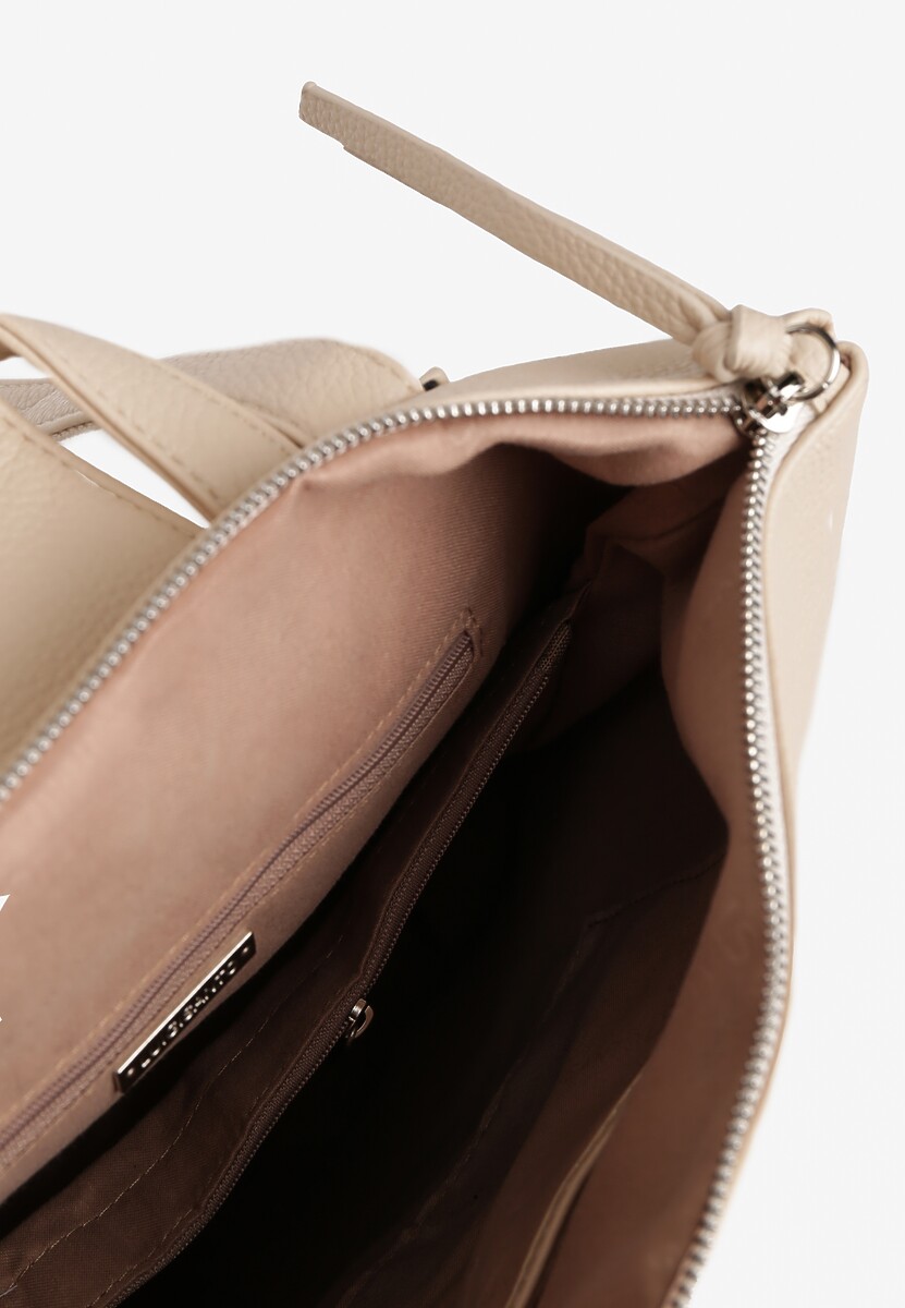 Jasnobeżowy  Plecak z Ozdobnym Suwakiem Rivzedi