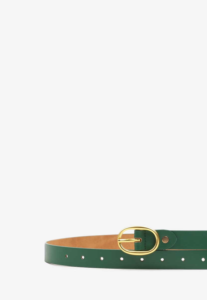 Zielony Casualowy Pasek Wykończony Metaliczną Klamrą Tinaria