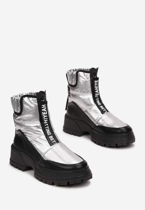 Srebrne Śniegowce Pikowane z Lampasami Hiva