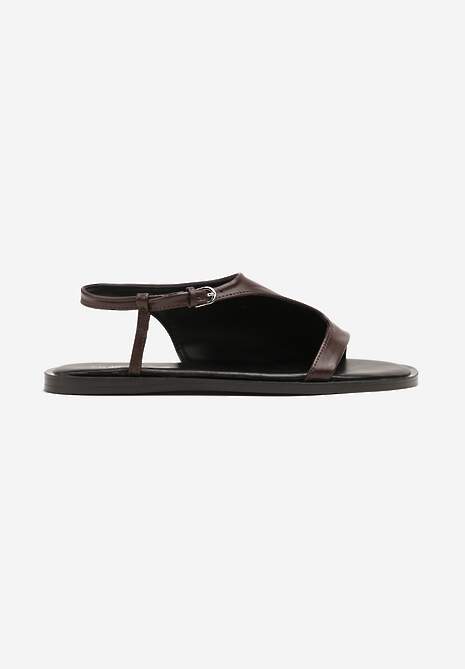 Brązowe Asymetryczne Sandały Vices ze Sprzączką Merilda