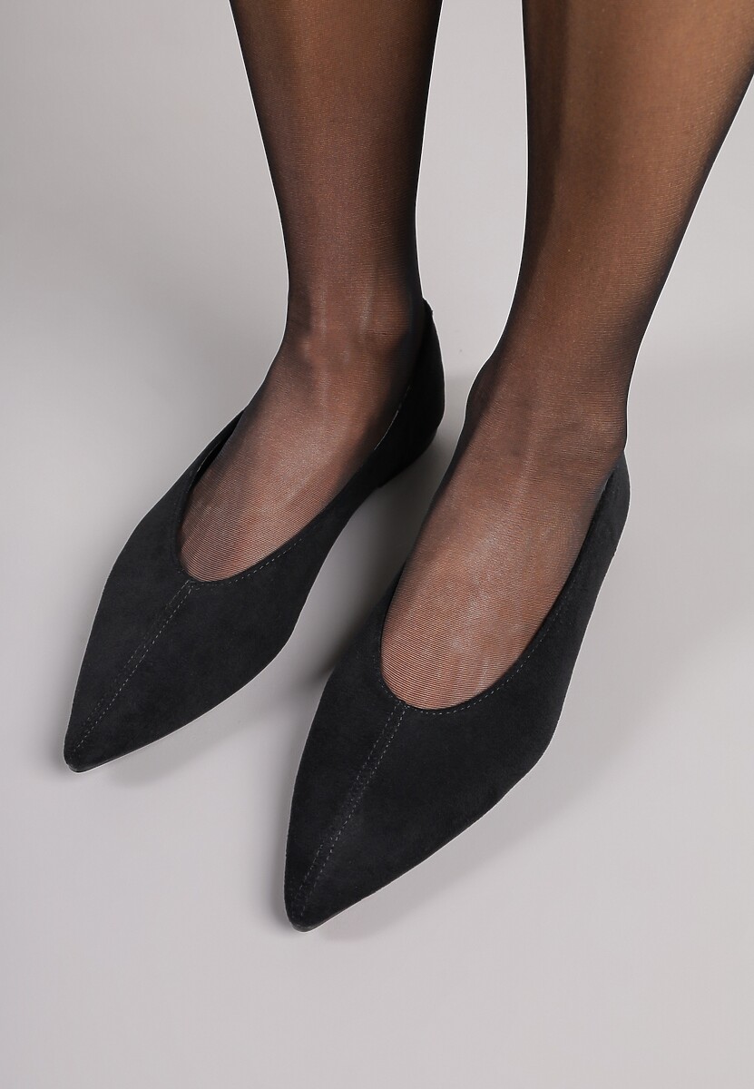 Czarne Klasyczne Balerinki Vices z Noskiem w Szpic Farrie