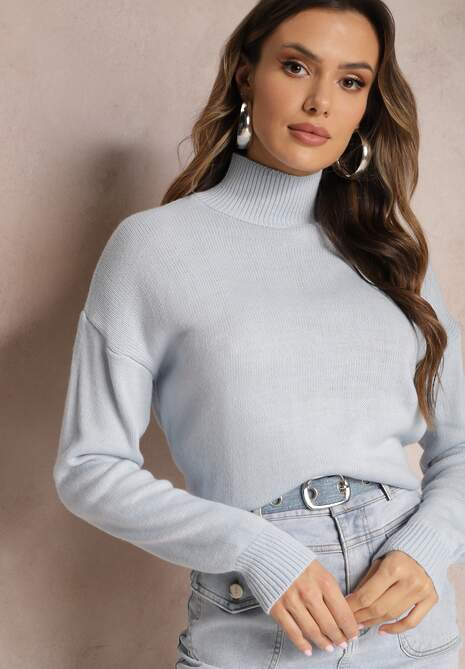 Jasnoniebieski Klasyczny Golf o Asymetrycznym Kroju Abezza