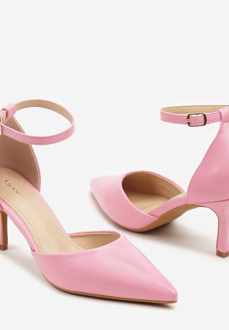 Różowe Czółenka Vices na Szpilkowym Obcasie z Noskiem w Szpic i Sprzączką Ulandorea