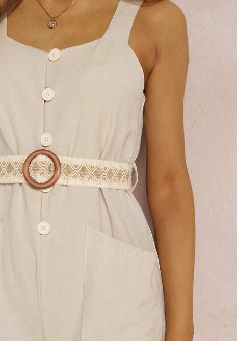 Jasnobeżowy Kombinezon z Bawełny Diomestra