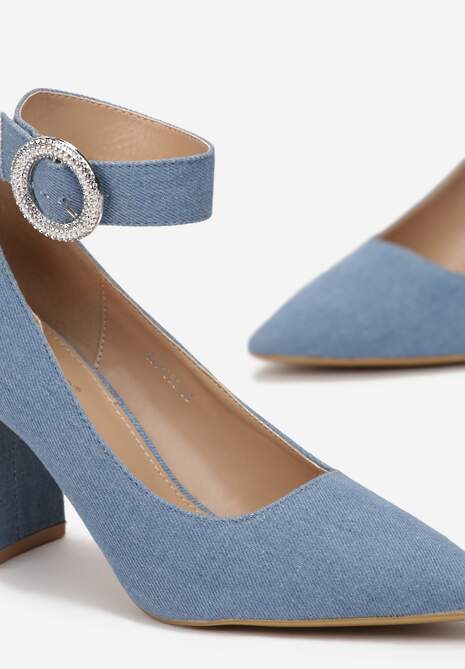 Jasnoniebieskie Czółenka na Słupku z Klamerką w Cyrkonie Bernoma