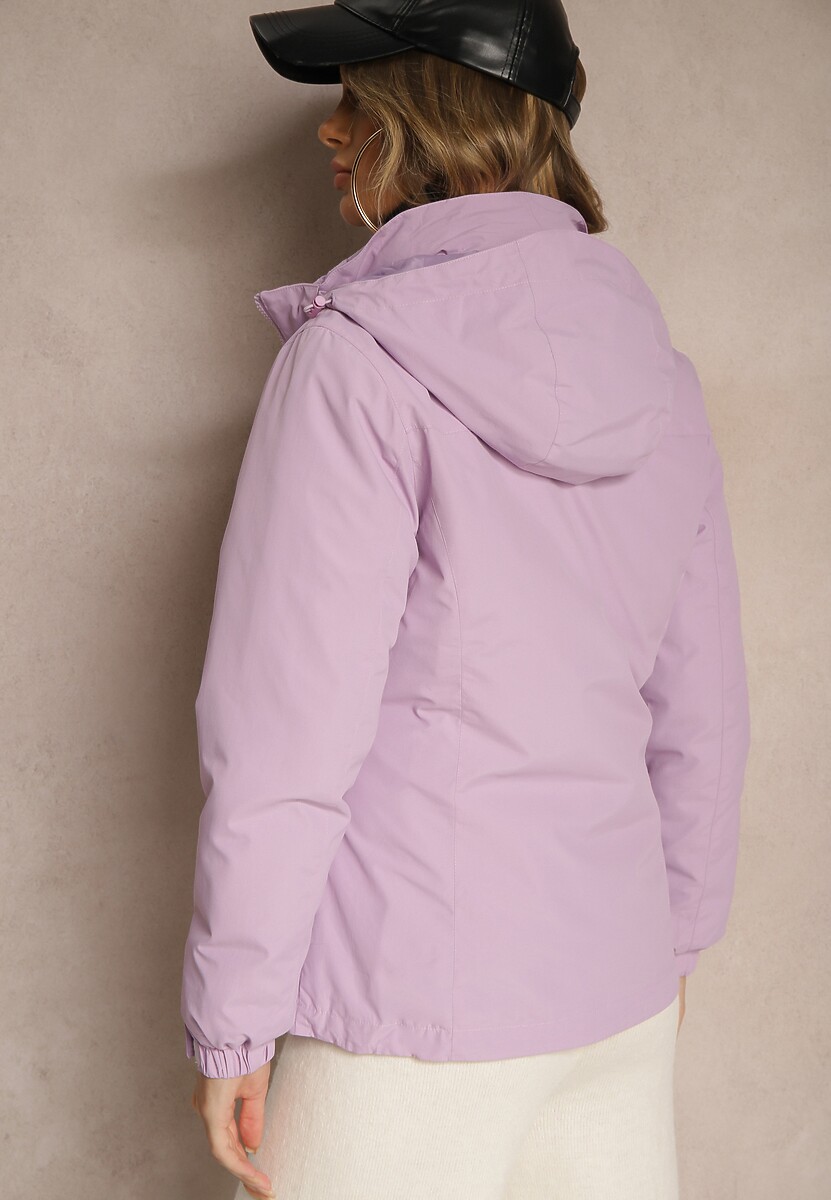 Jasnofioletowa Kurtka z Pikowaną Odpinaną Stroną i Odpinanym Kapturem Doriona
