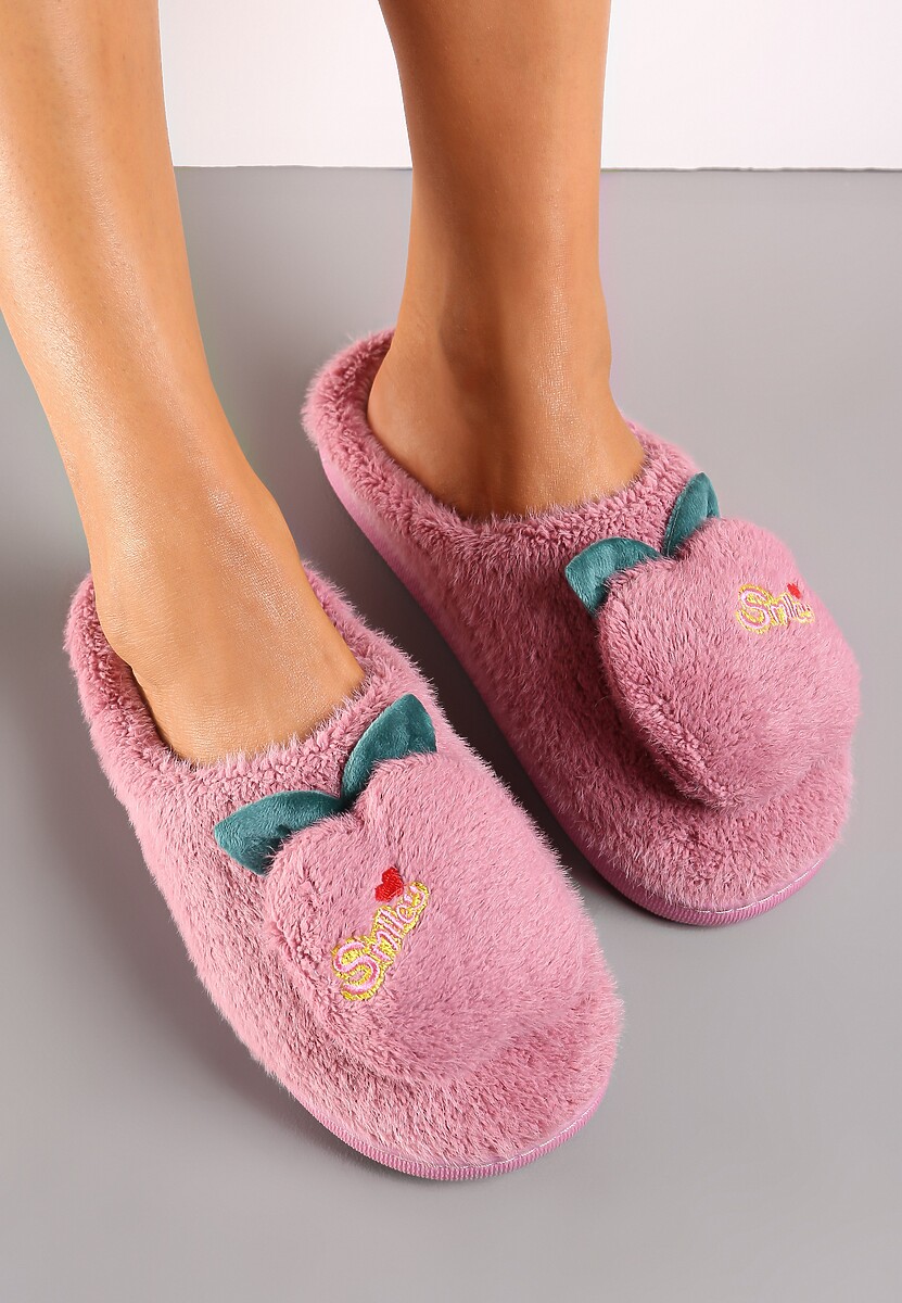 Fioletowe Kapcie Ozdobione Naszywką Jabłuszkiem Anzerames